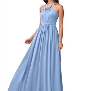 New Azazie Jacey Bridesmaid Dress Steel Blue
